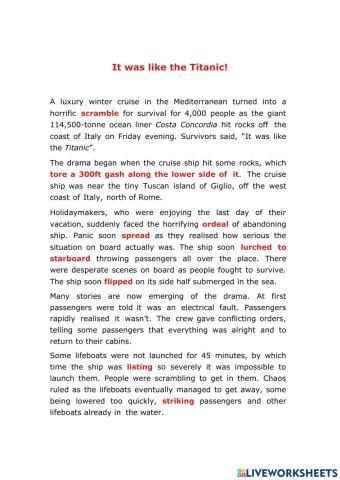 The titanic - B2 - reading