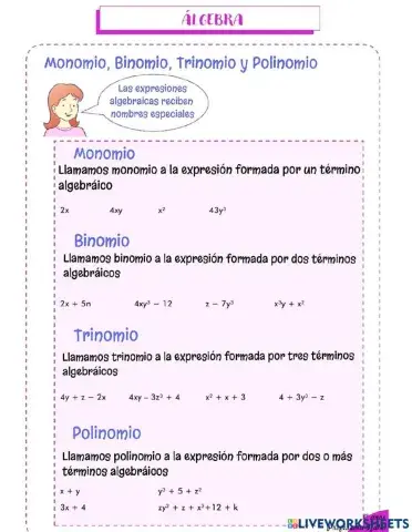 Clasificacion de expresiones algebraicas