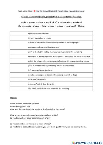 Video comprehension - deceiving, fake news