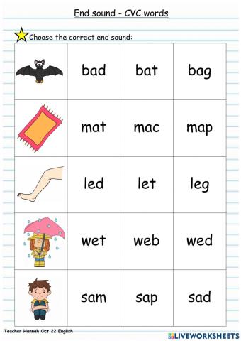CVC words - Final sounds