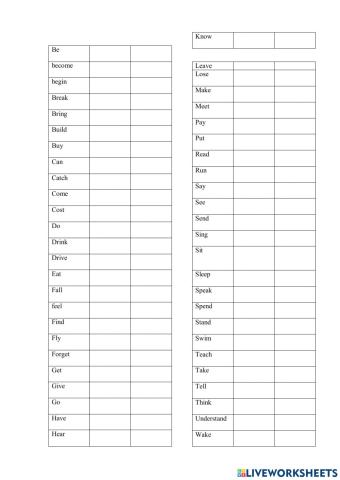Irregular verbs