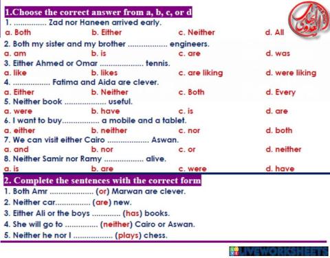 Both - either - neither - none