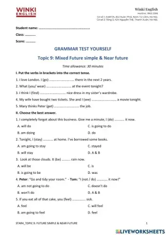 G4 - Test Mixed Future Tenses