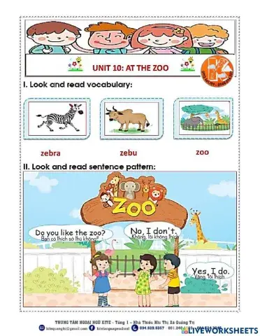 UNIT 10 AT THE ZOO(Bài tập bổ trợ Tiếng anh 2)