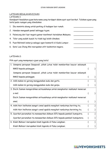 Latihan kesalahan ejaan