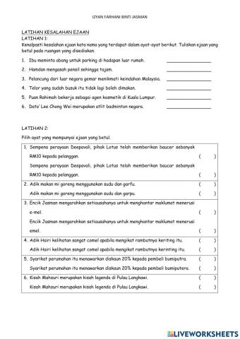 Latihan kesalahan ejaan