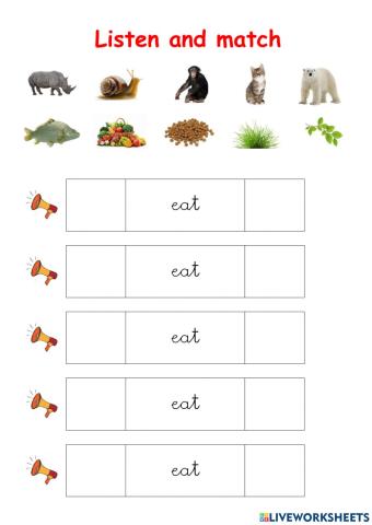 Listen and match animals and food 2