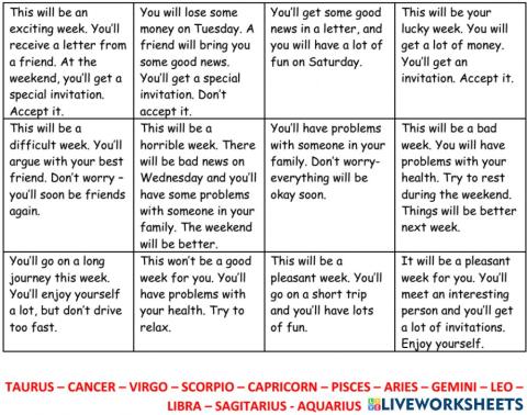 Predictions with WILL