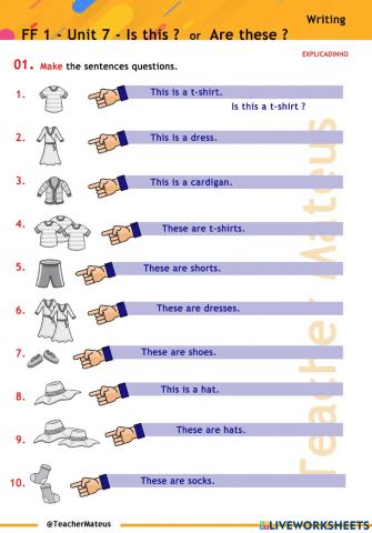 FF 1 - Unit 07 - Is this ?  or  Are these ? - Writing