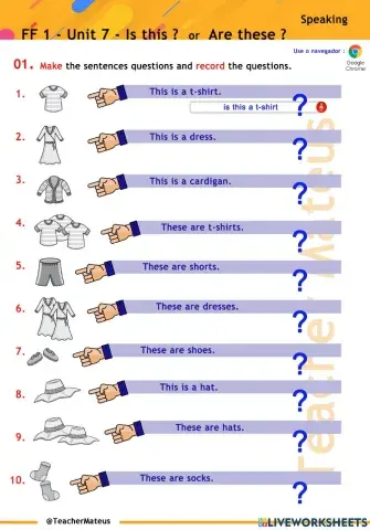 FF 1 - Unit 07 - Is this ? or Are these ? - Speaking