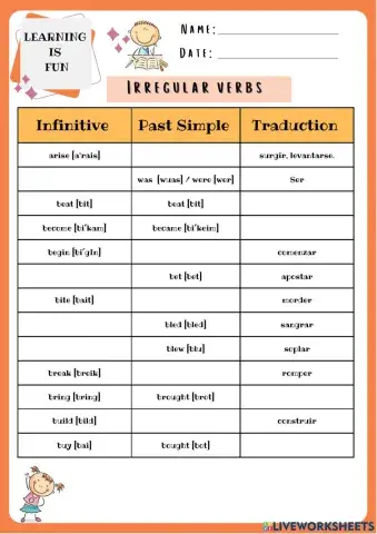 Irregular verbs (infinitive and past simple)