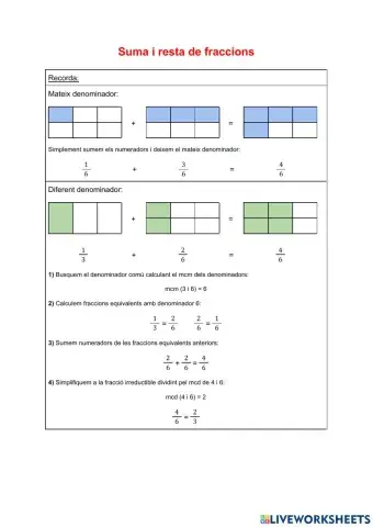 Suma i resta de fraccions