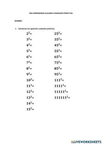Cuadrados perfectos