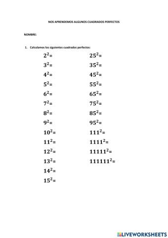 Cuadrados perfectos