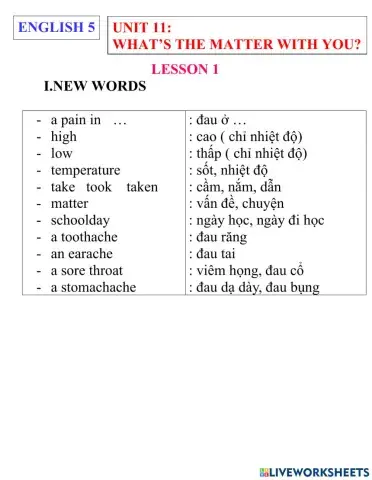 English 5- unit 11- lesson 1