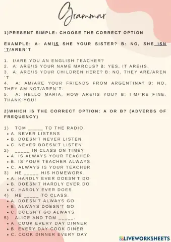 Present simple and adverbs of frequency