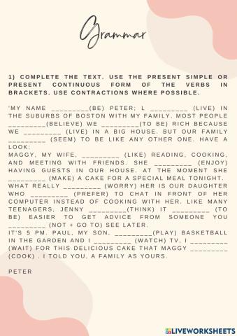 Present simple and present continuous