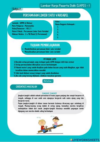 Persamaan Linier Satu Variabel