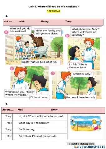 E5U5 (speaking) Where will you be this weekend? -nuongnguyen