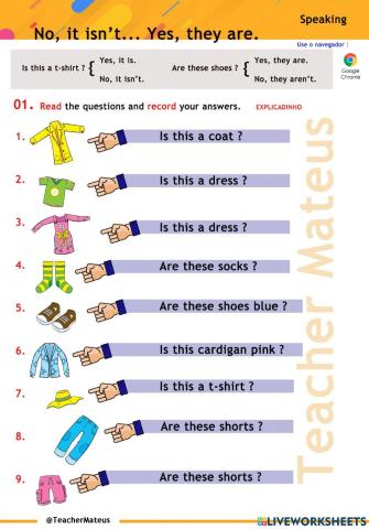 FF 1 - Unit 07 - Yes, it is - No, it isn't - Yes, they are - No, they aren't - Speaking