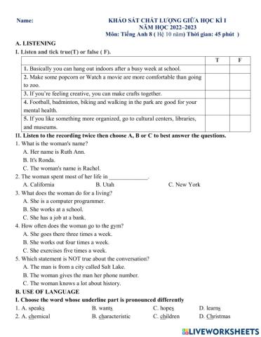 Test giữa kỳ lớp 8 kỳ 1 (01)