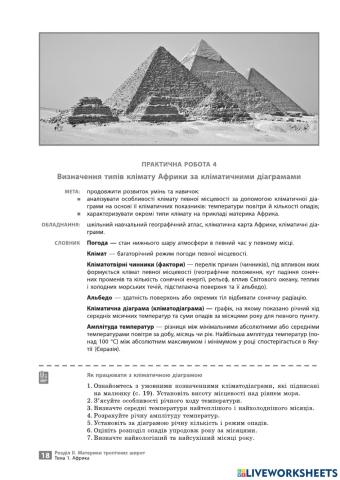 Практична робота №4. Визначення типів клімату Африки за кліматичними діаграмами