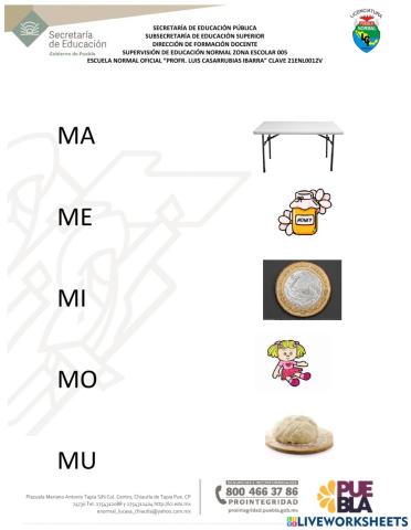 Silbas Ma, me, mi, mo, mu