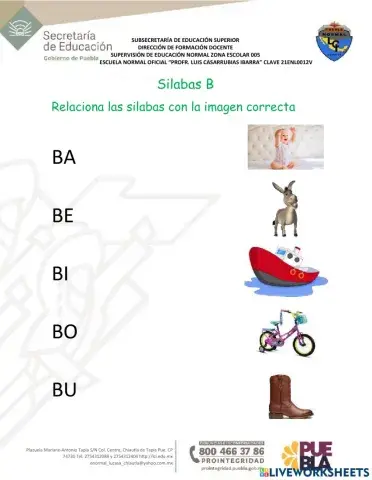 Silabas Ba, be, bi, bo, bu