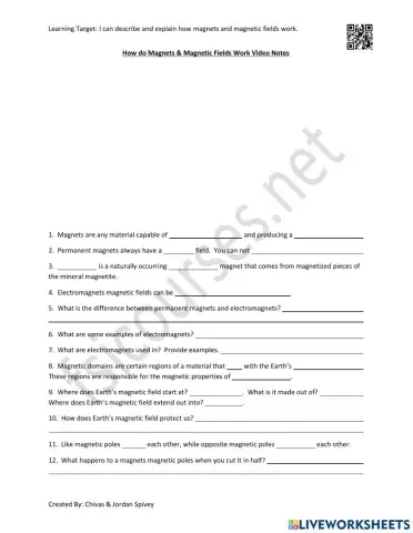 Magnets - Magnetic Fields Video Notes