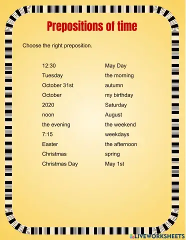 Prepositions of time