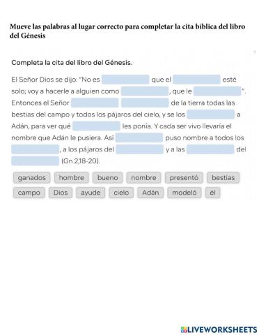 Completar Cita del Génesis