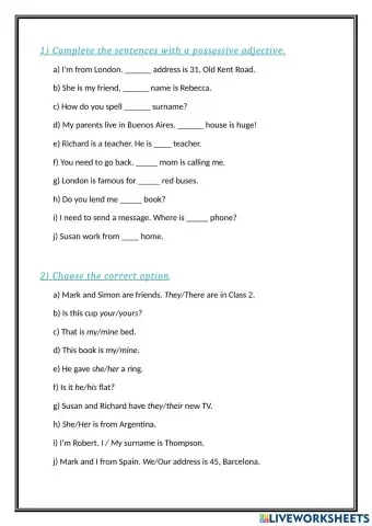 Possessive Adjectives