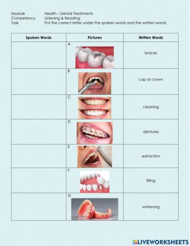 Listening & Reading Exercise - Dental Treatments