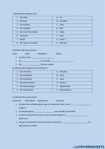 Einkaufen - Einführung - Deutsch- Ungarisch