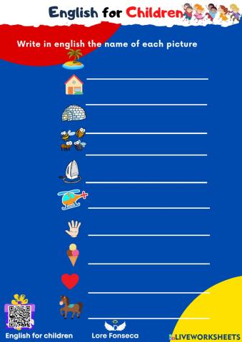 Write words with the letters h and i