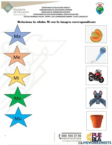 Relaciona la solaba M con la imagen correcta