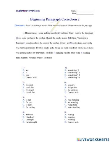 Paragraph Correction 1 - Skills 1