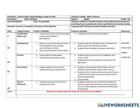 Lesson plan template