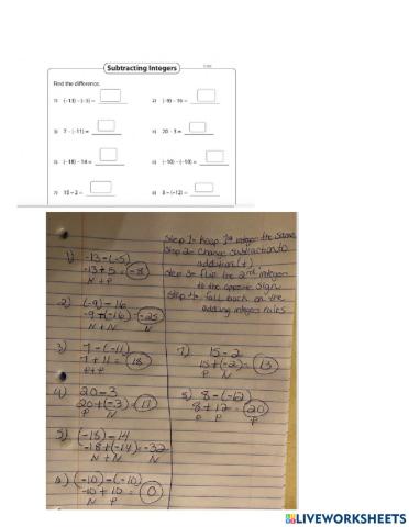 Subtracting Integers Study Guide