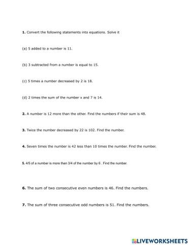 Word problems in linear equations