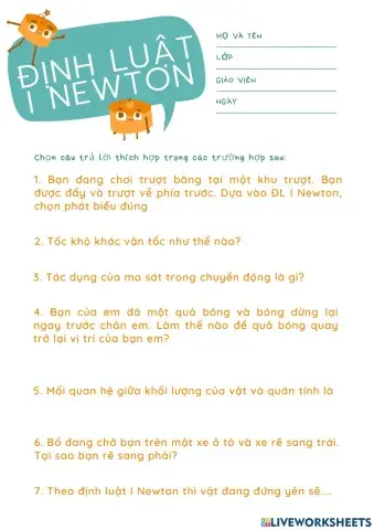Phiếu bài tập-đl 1 newton