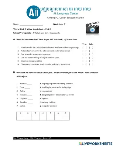 WL2 3rd Edition-Unit9-Global View-Video Worksheet