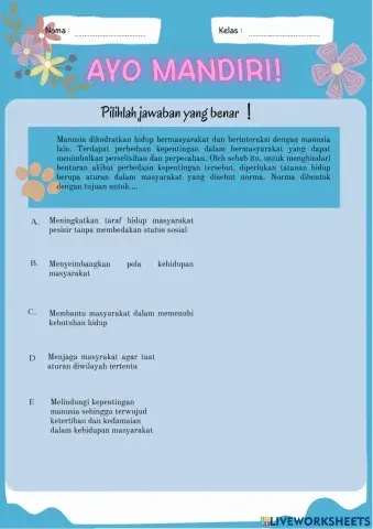 Soal formatif refleksi pembelajaran - NORMA