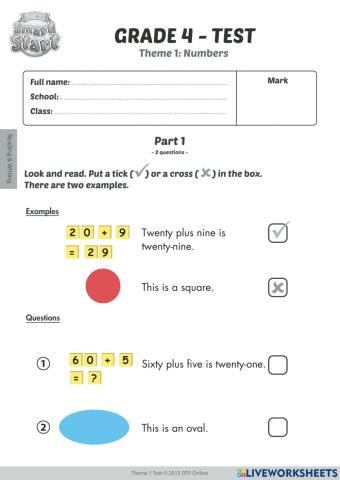 Smart start 4 - test theme 1 - reading and writing