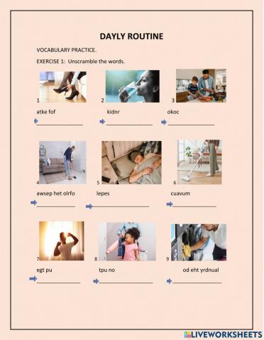 Dayly routines and days of the week