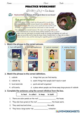 Eco house.Reading.To infinitives