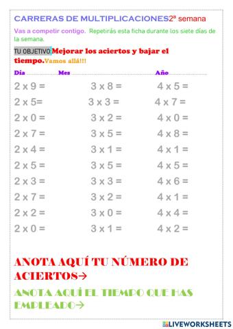 Carrera de multiplicaciones 2