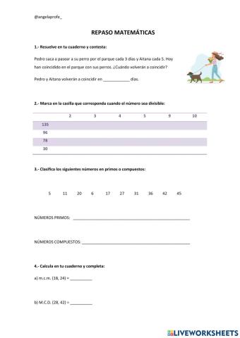 Múltiplos, mcm, mcd y números primos