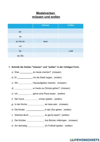 Modalverben müssen und wollen