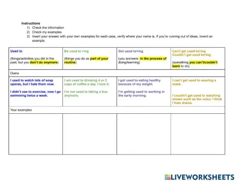 Used to - be or get used to